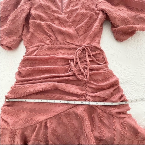 NWOT Lulus Cherish This Moment Rusty Rose Ruched Asymmetrical Mini Dress Medium - Picture 8 of 9